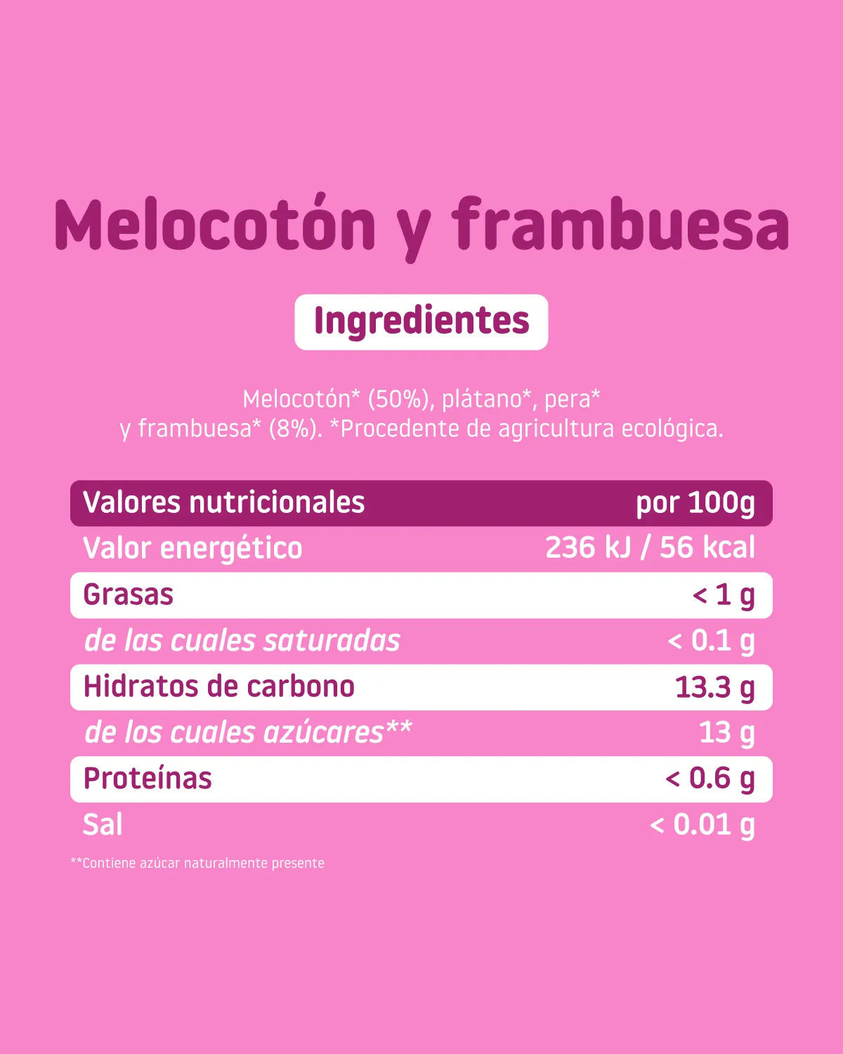Tarrito de melocotón y frambuesa
