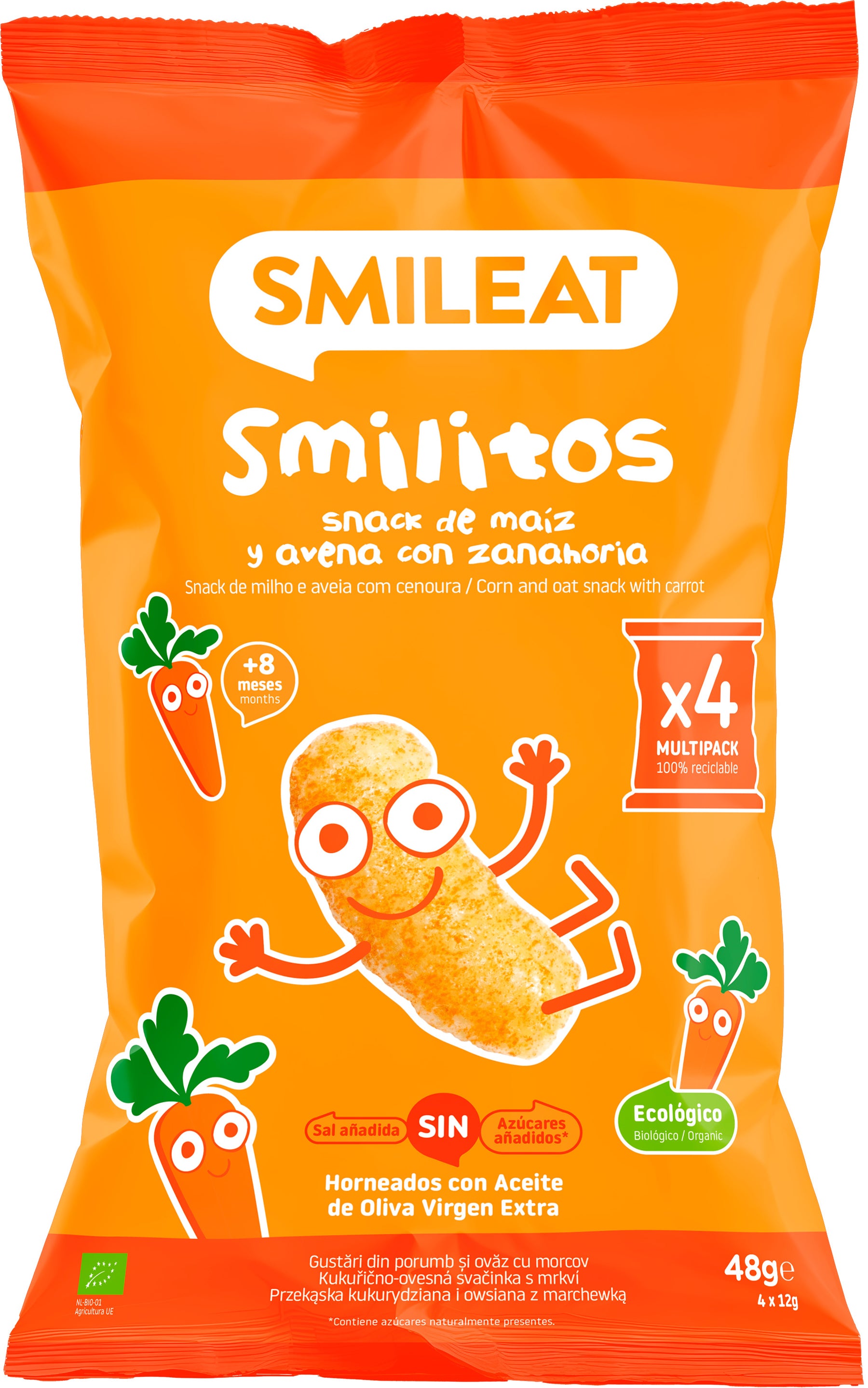 Corn, oatmeal and carrot snack ideal for any time of day, no added salt, baked