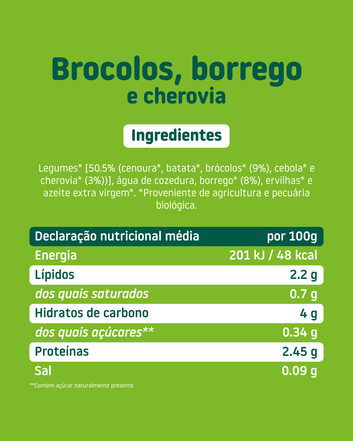 Boião de brócolos, borrego e cherovia Um boião com brócolos, cherovia e outros legumes.