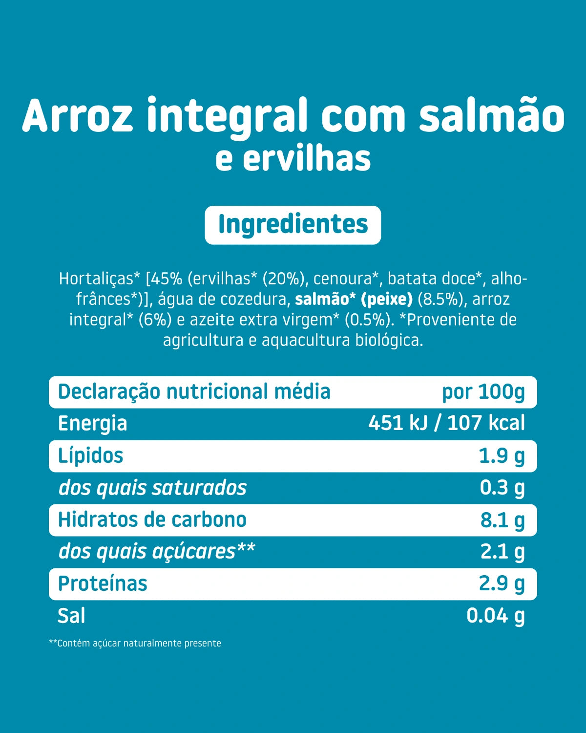 Tem 230g e, como todos os nossos boiões, é feito com matérias-primas de qualidade provenientes de agricultores selecionados, mantendo o sabor e a textura originais.