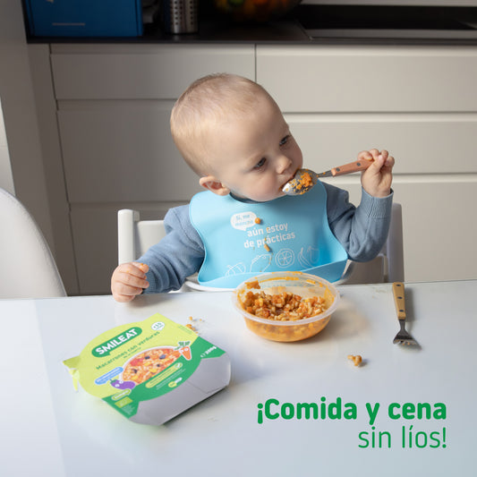 Plato de macarrones con verduras para bebes a partir de 15 meses sin conservantes