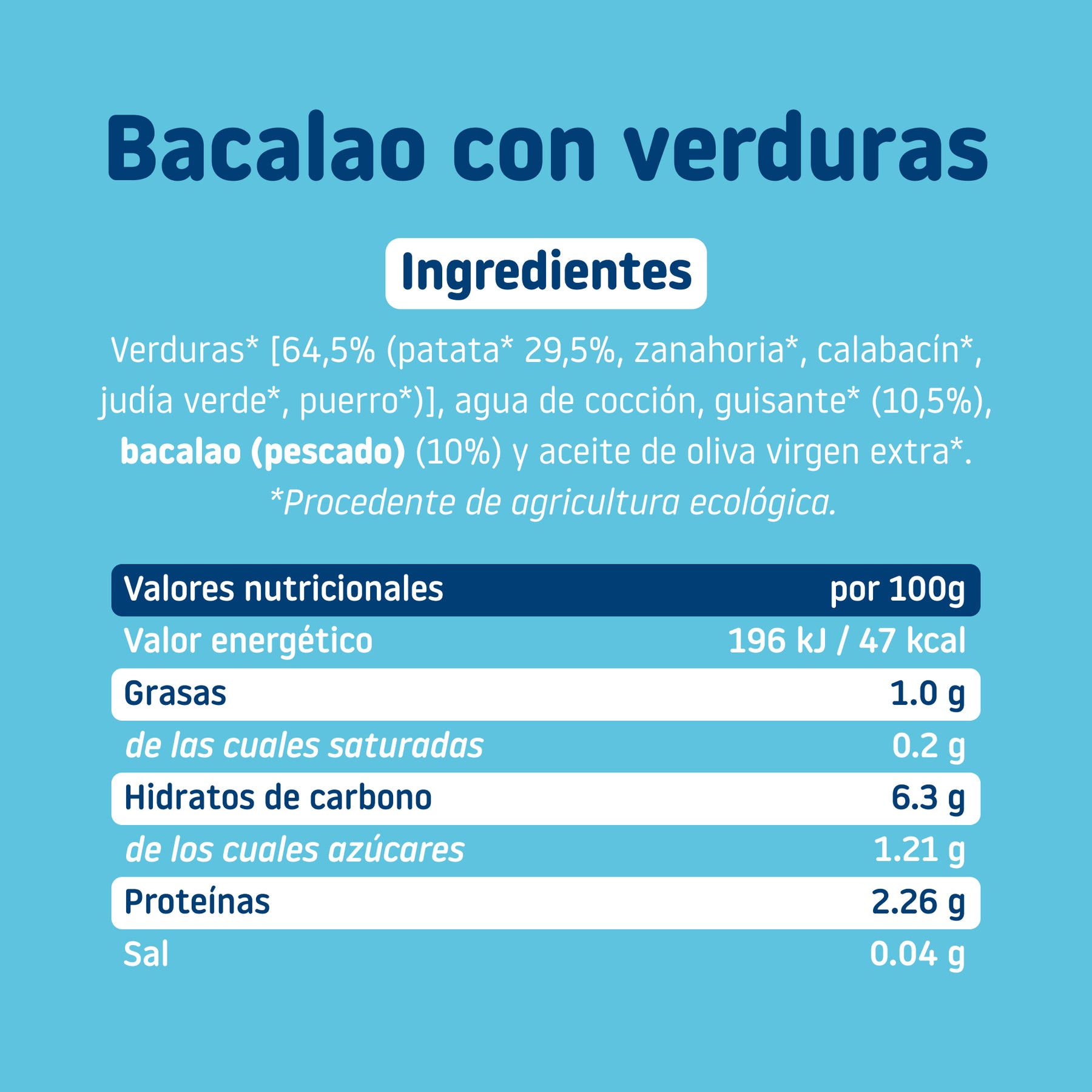 Tarrito de bacalao con patatas y verduras