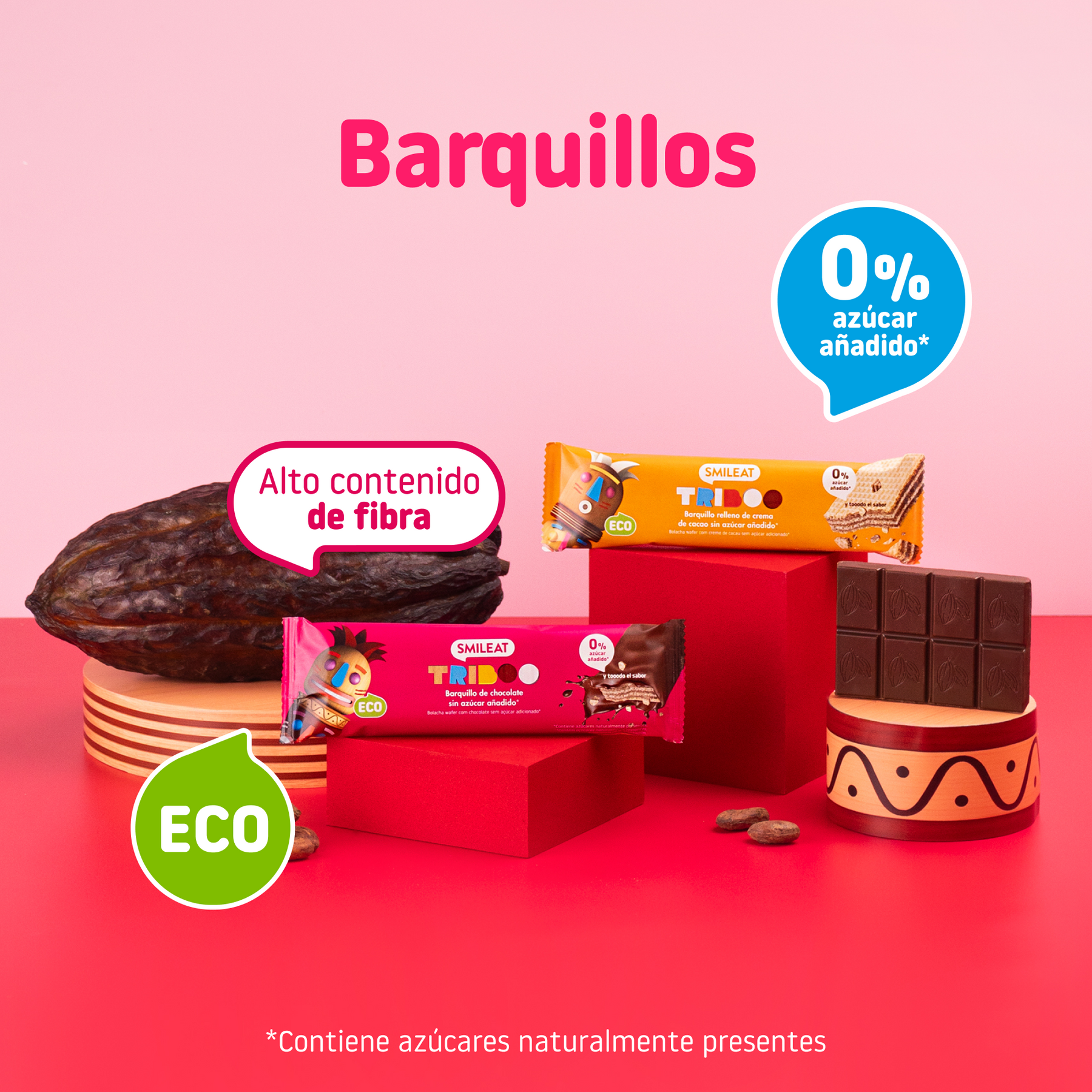 Barquillo TRIBOO relleno de crema de cacao