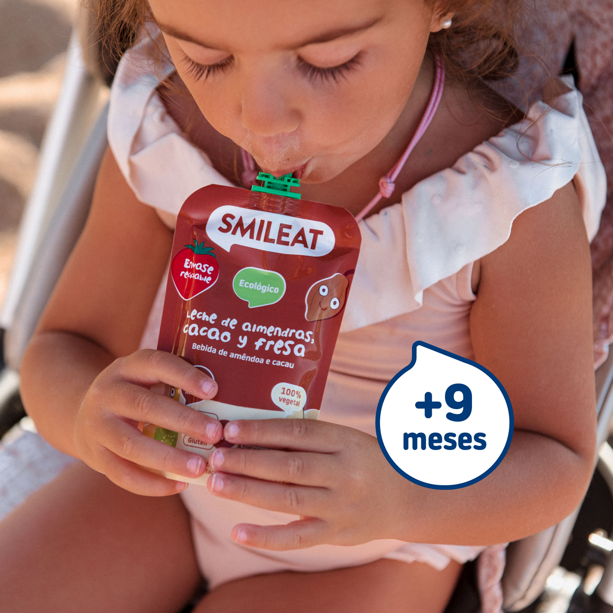Pouch de leche de almendras, cacao y fresa