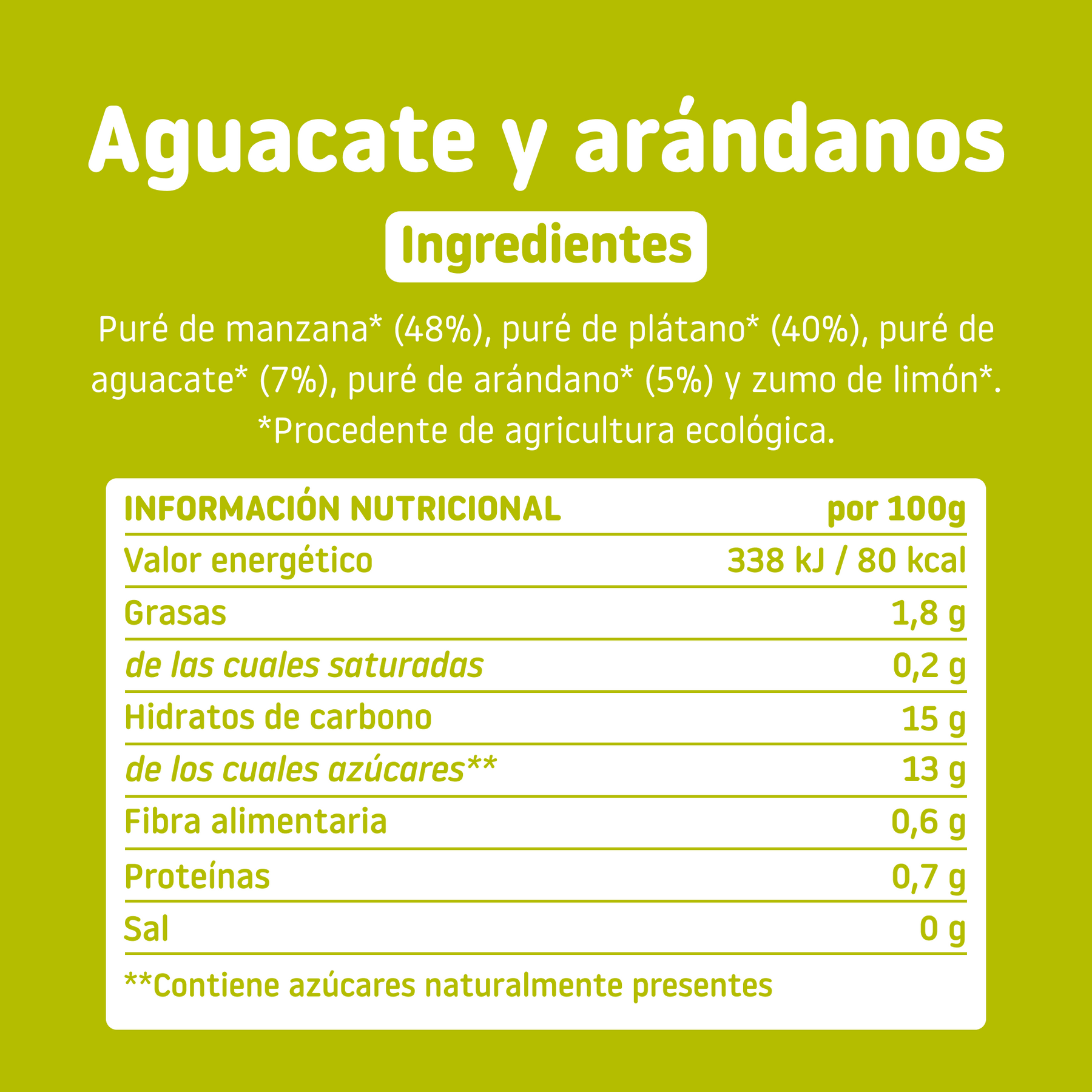 Pouch de aguacate y arándanos