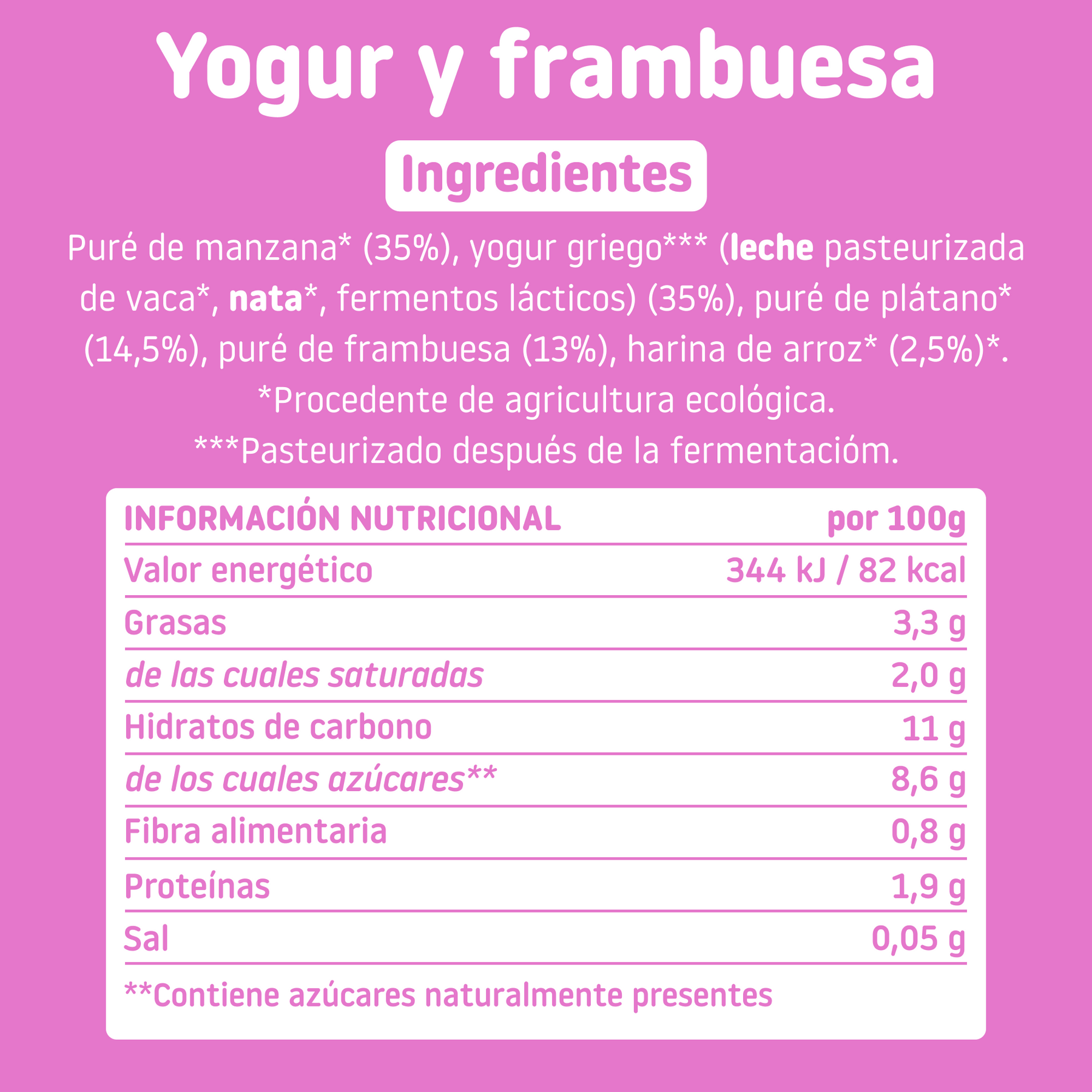Pouch de yogur y frambuesa