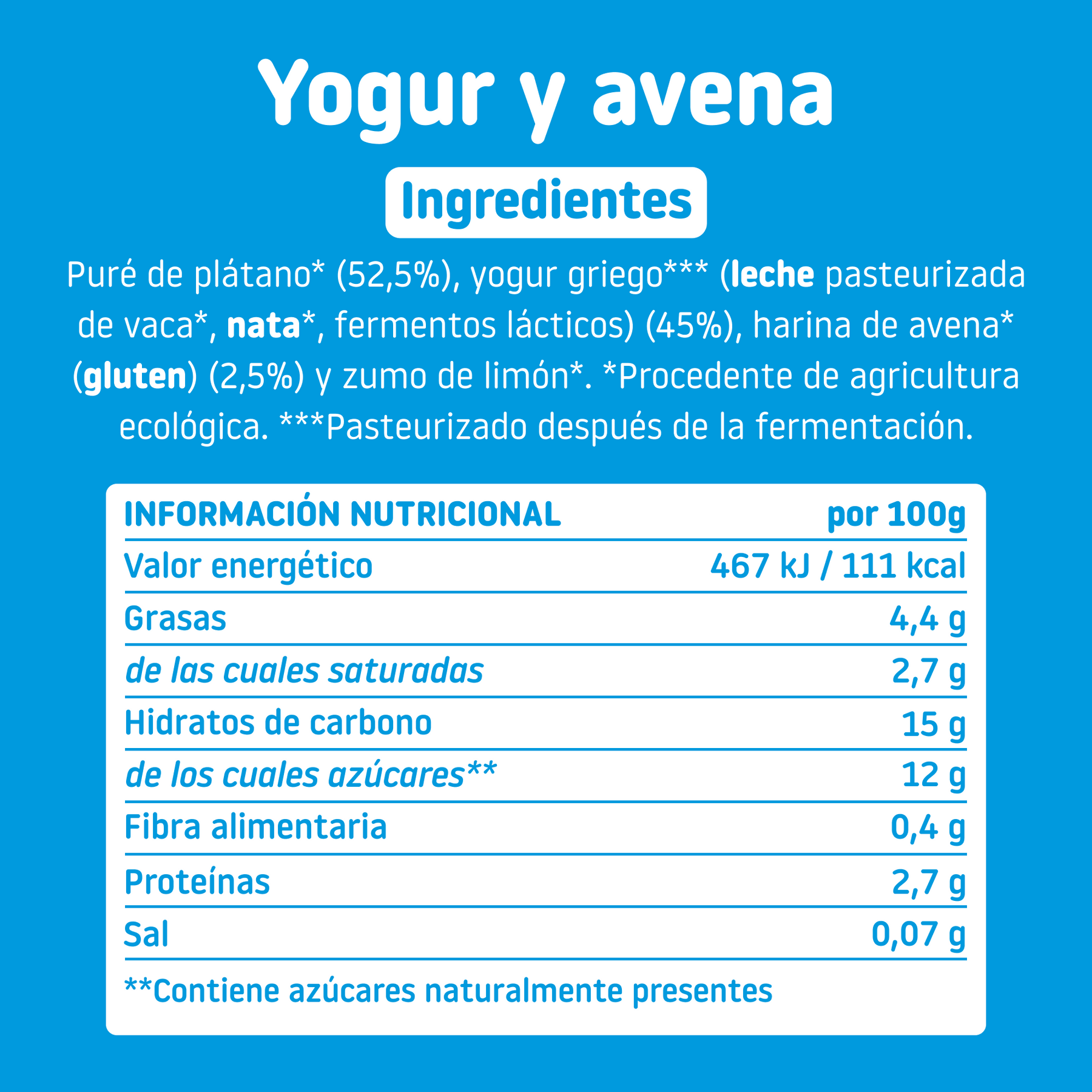 Pouch de yogur y avena