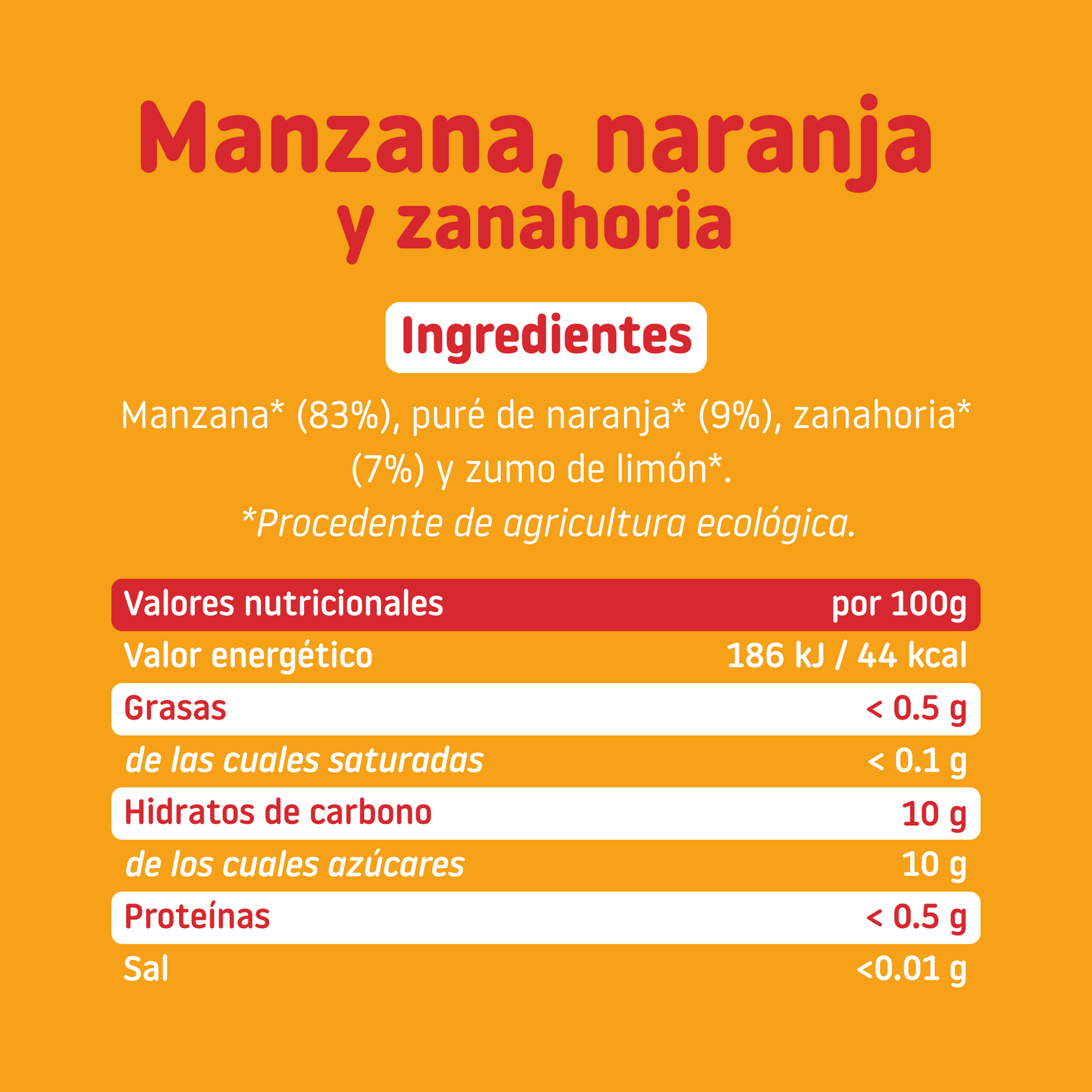 Tarrito de manzana, naranja y zanahoria