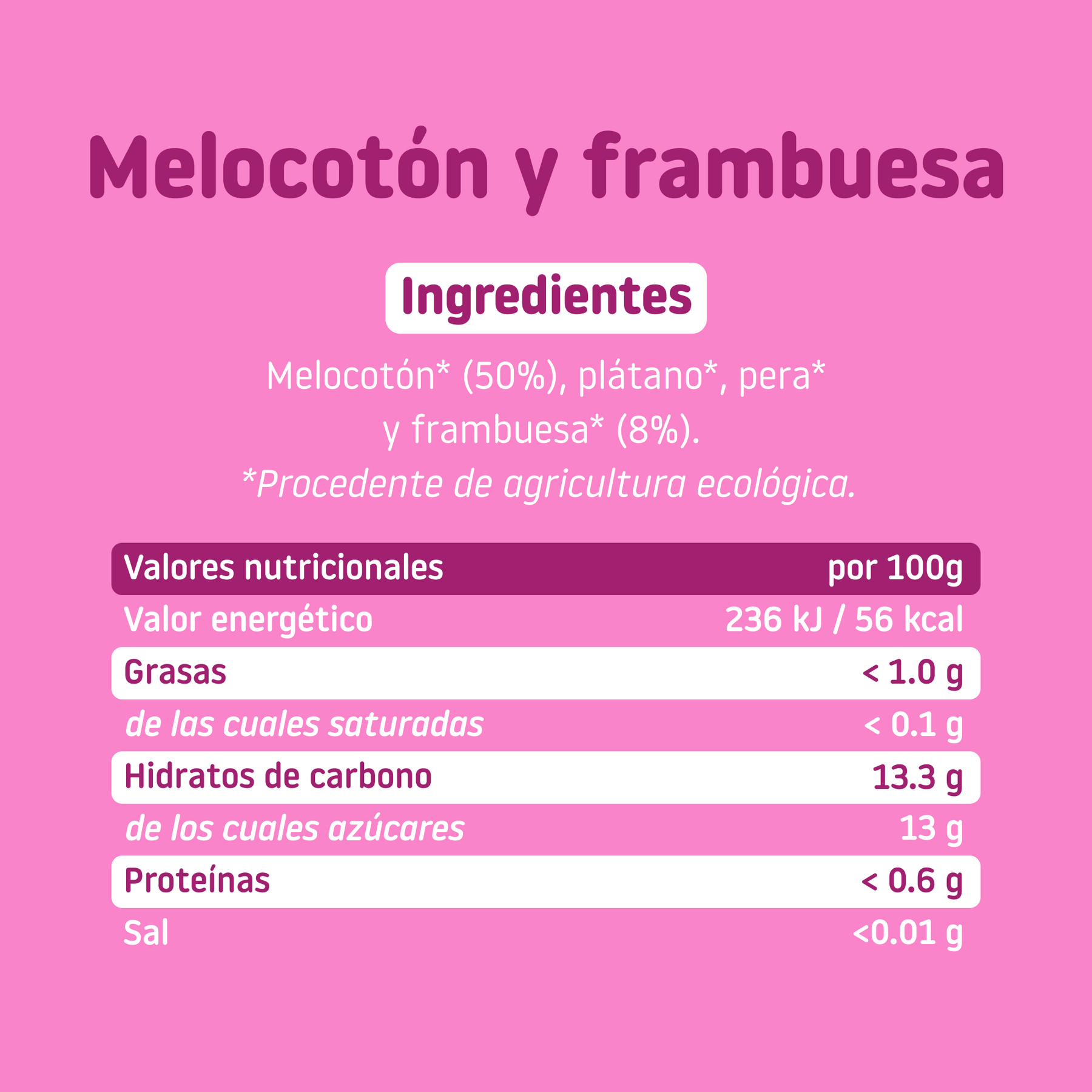 Tarrito de melocotón y frambuesa