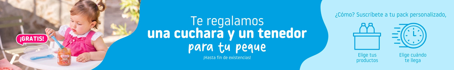 Suscríbete a un pack personalizado de tarritos de alimentación infantil y llévate una cuchara y tenedor gratis