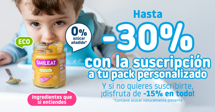 Hasta -30% con la suscripción Smileat: crea tu pack personalizado, ahorra un 15% para siempre y elige cuándo recibirlo.