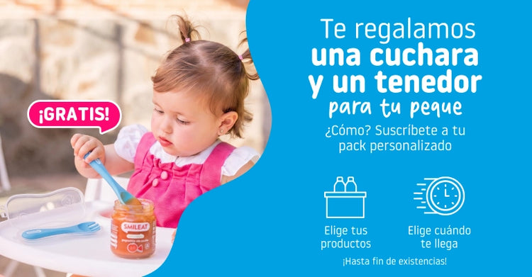 Suscríbete a un pack personalizado de tarritos de alimentación infantil y llévate una cuchara y tenedor gratis
