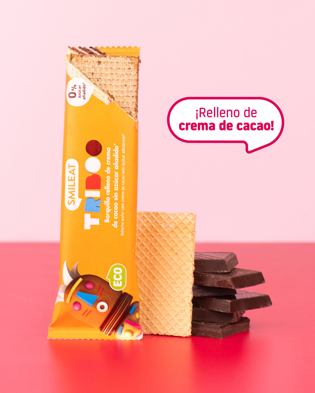 Unsweetened wafer filled with cocoa cream, perfect for afternoon tea or as a snack
