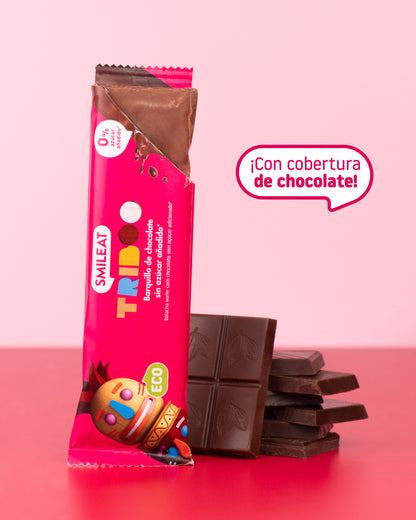 Waffle with chocolate coating, no added sugar