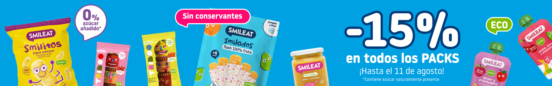 Snacks y tarritos ecológicos con -15% de descuento