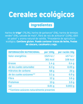 Ingredientes de cereales ecológicos de desayuno para niños que puedan comer sólidos