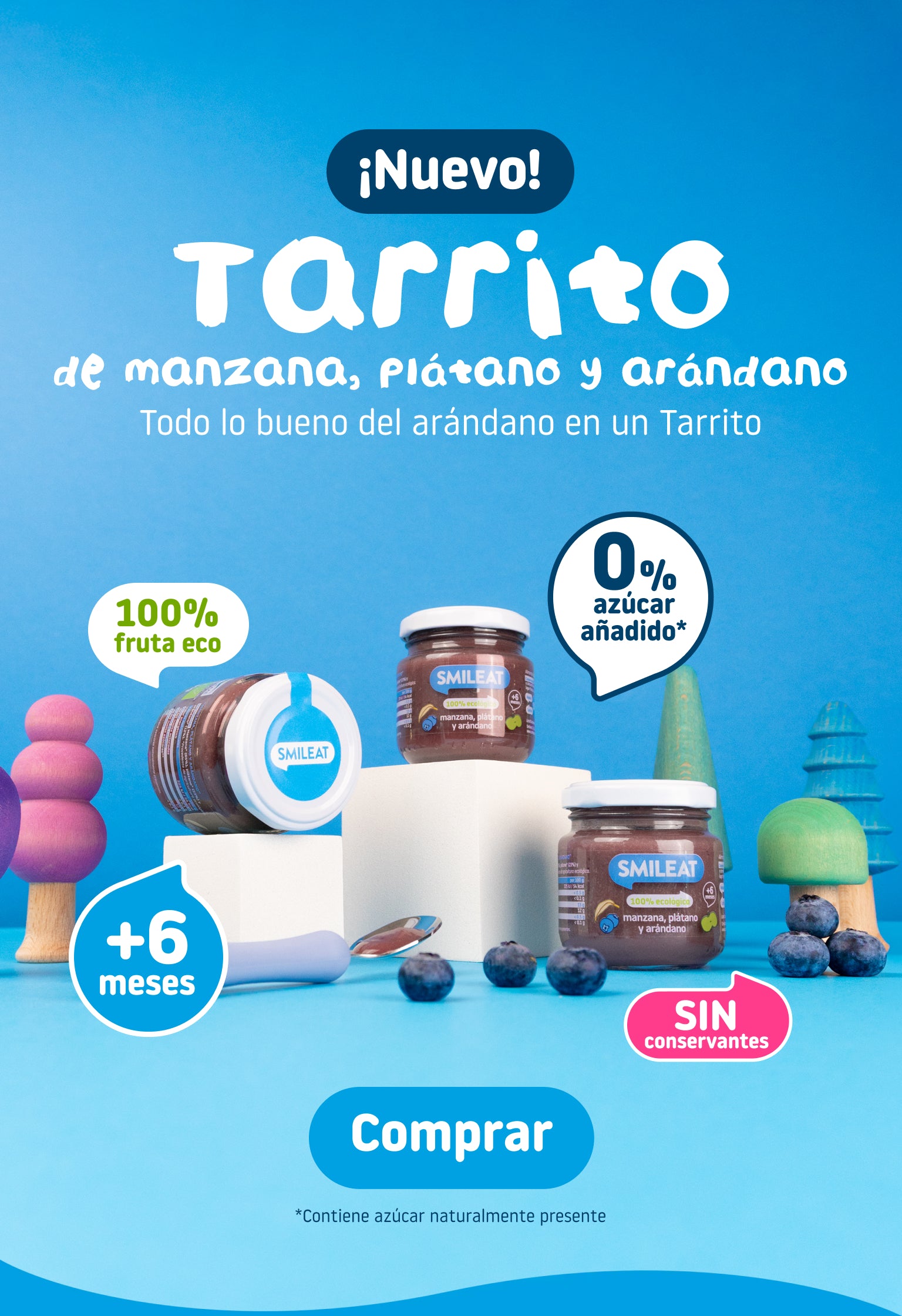 Lanzamiento de tarrito de arándano SMILEAT alimentación infantil ecológica
