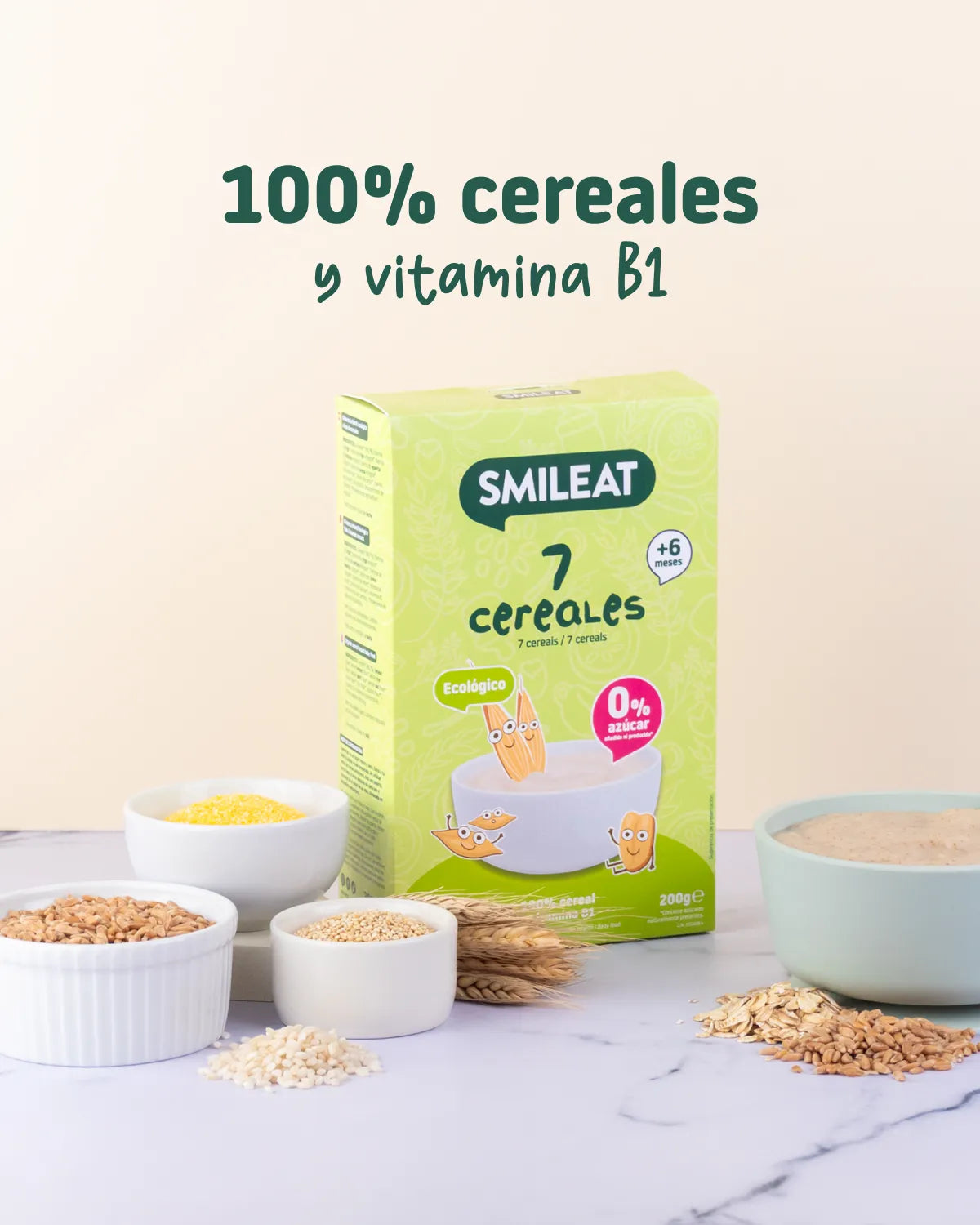 Papilla 7 cereales 100% cereales y vitamina B1 para bebes a partir de 6 meses