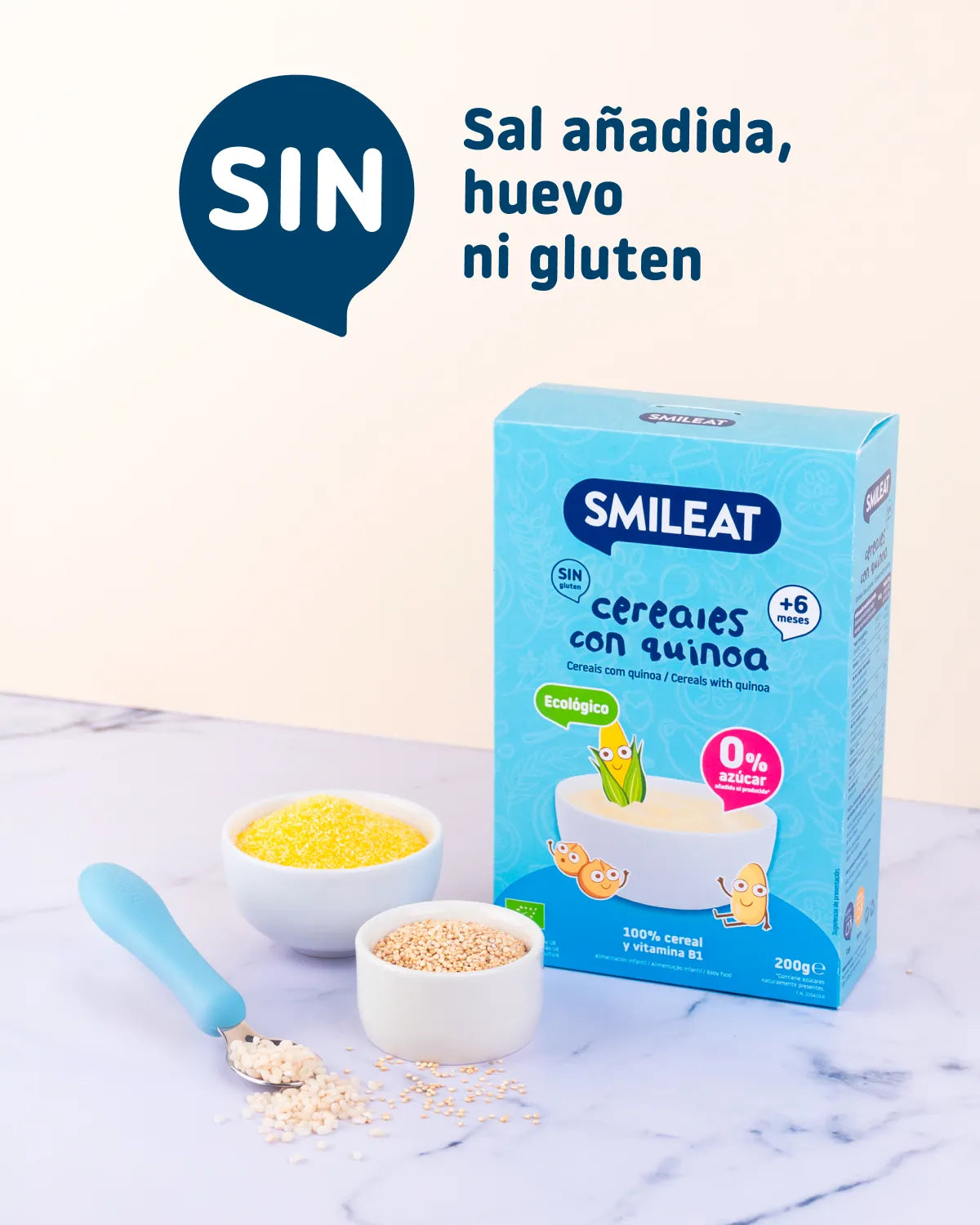 Cereales con quinoa SMILEAT para bebes a partir de 6 meses sin gluten