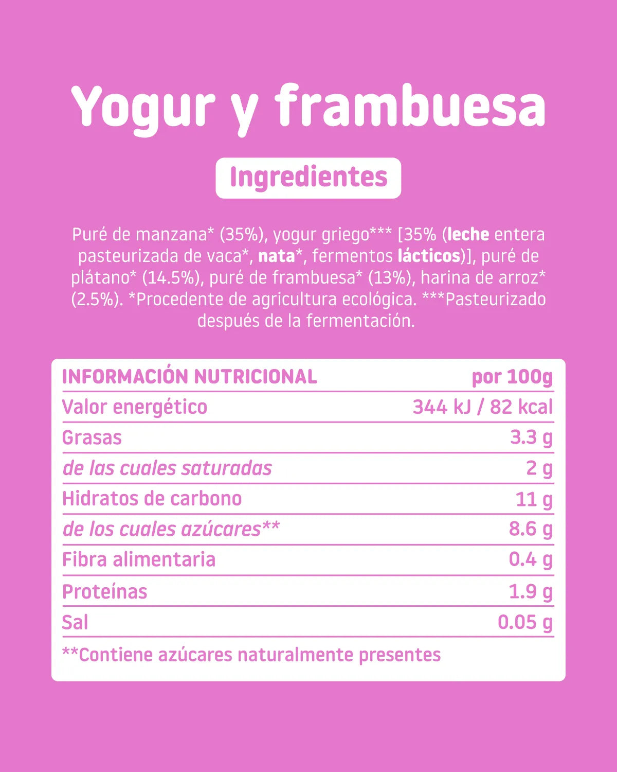 Pouch de yogur y frambuesa
