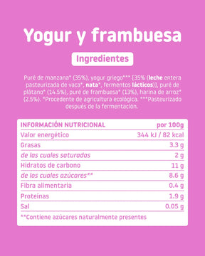 Pouch de yogur y frambuesa