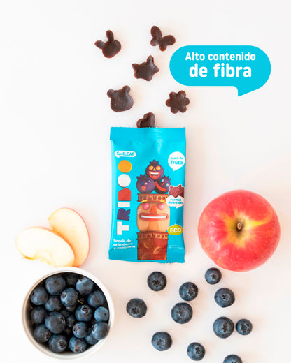Snack de manzana y arándanos con alto contenido de fibra