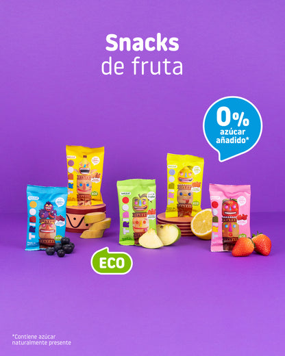 Fruit snacks with no added sugar, available in various flavors for children—100% fruit