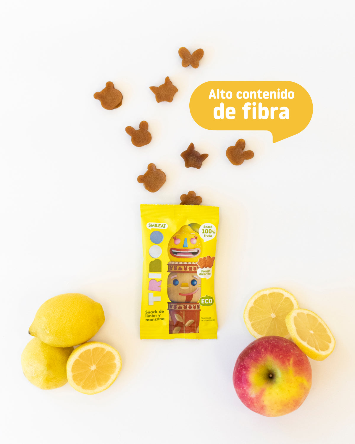 Snack de limón y manzana con alto contenido de fibra