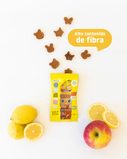 Snack de limón y manzana con alto contenido de fibra