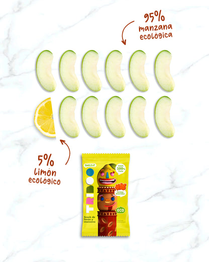 Snack de fruta con 95% de manzana ecológica y 5% de limón ecológico
