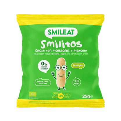Snack de maíz con manzana y plátano sin azúcar añadido para bebes a partir de 8 meses