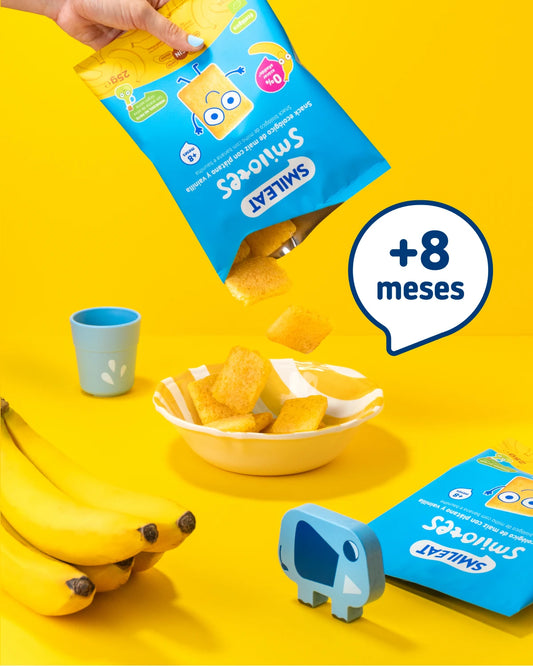 Snack de maíz plátano y vainilla para bebes a partir de 8 meses