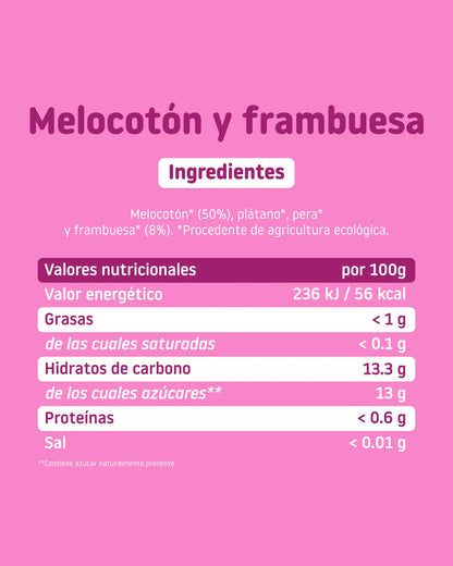 Tarrito de melocotón y frambuesa
