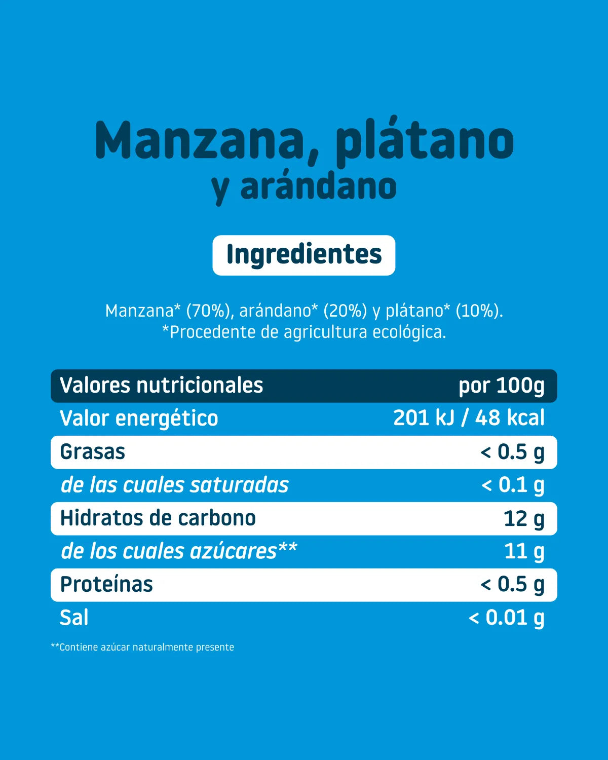 Tarrito de arándanos, plátano y manzana