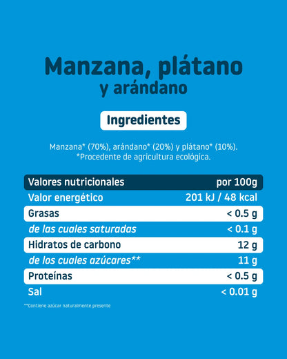 Tarrito de arándanos, plátano y manzana