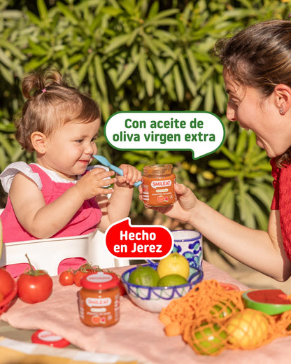 Tarrito de comida para bebes con aceite de oliva virgen extra