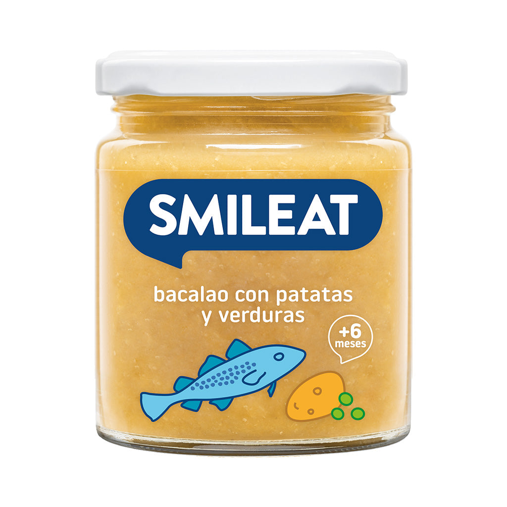 Jar of cod with potatoes and vegetables for babies 6 months and older