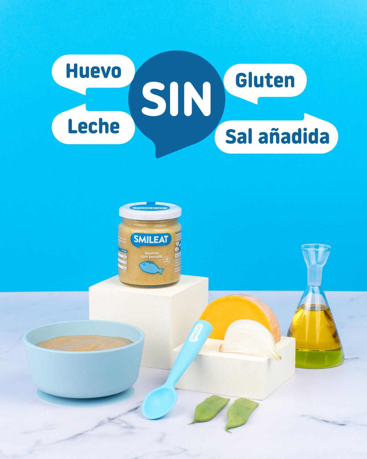 Tarrito ecológico Smileat de merluza con verduras con ingredientes reales para bebé y receta pensada para alimentación complementaria