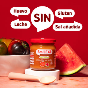 Small jar of watermelon gazpacho