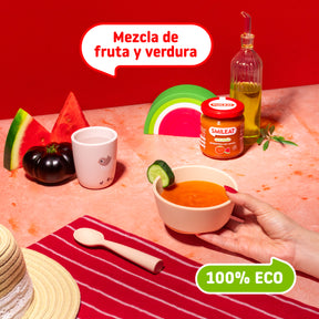 Small jar of watermelon gazpacho