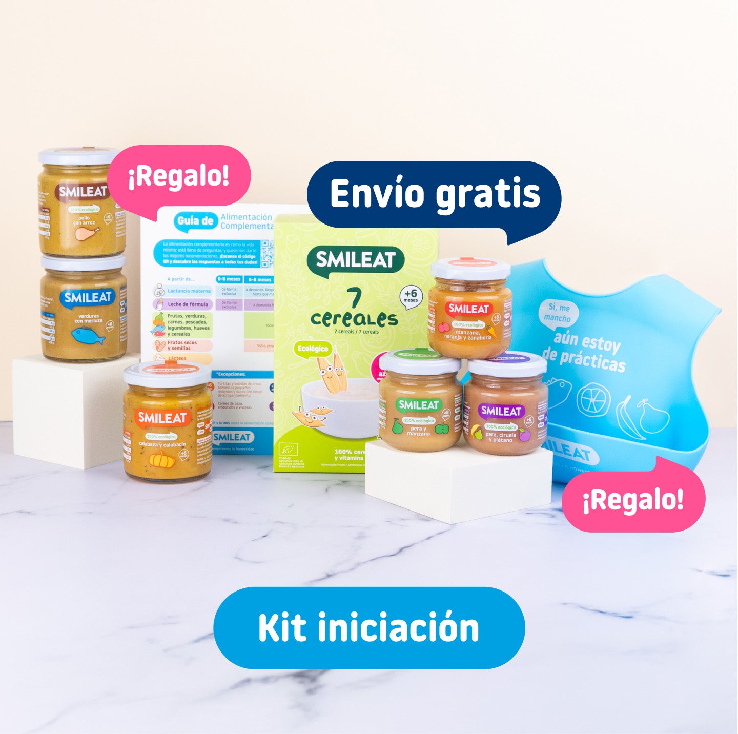 Kit de iniciación smileat para conocer nuestros productos, cereales y tarritos