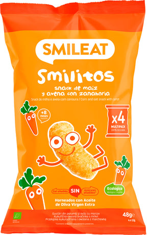 Corn, oatmeal and carrot snack ideal for any time of day, no added salt, baked