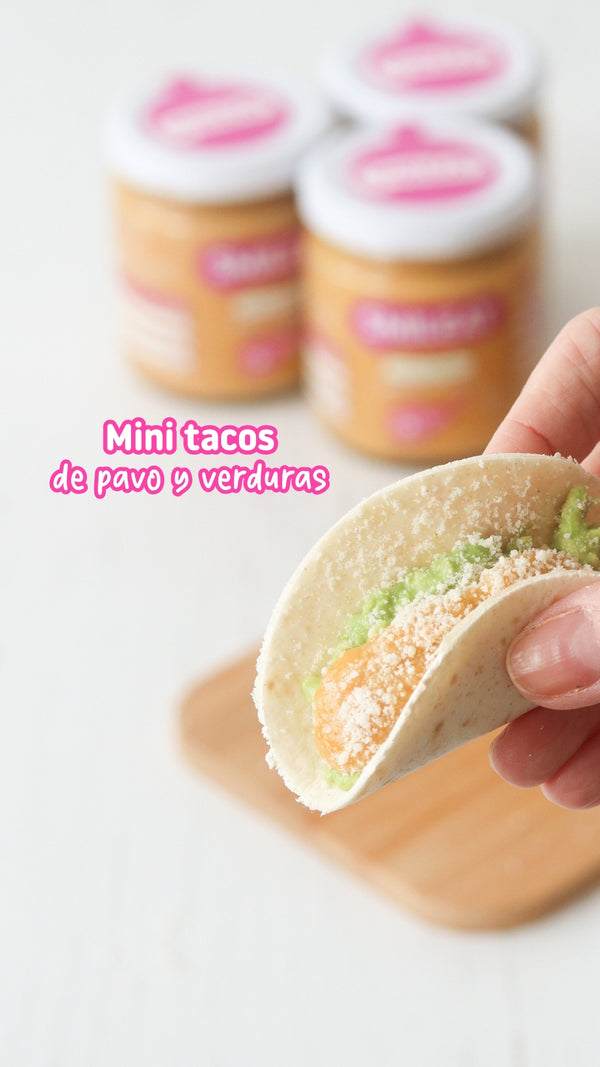 Receta de Mini tacos de pavo y verduras sin sal añadida para bebes a partir de 6 meses