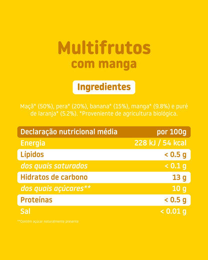Boião de multifrutos com manga ingredientes