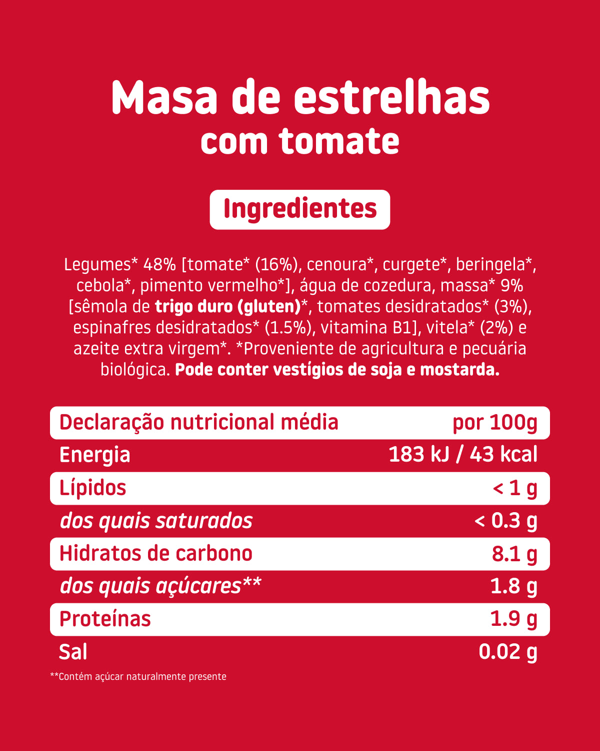 Ingredientes Boião de PE-DA-CI-NHOS lentilha vermelha com quinoa