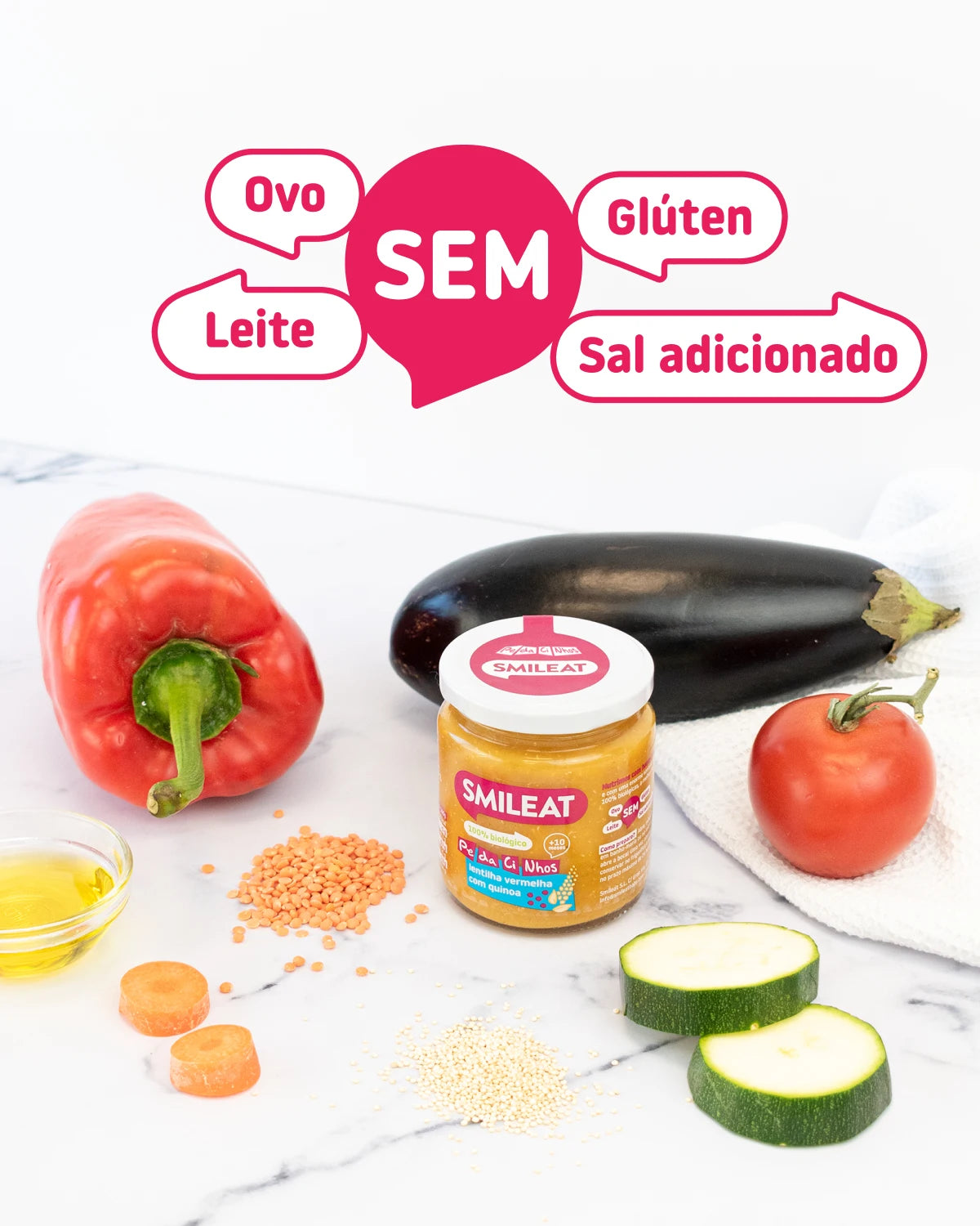 Boião vegetariano sem glúten, ovo, leite sal adicionado