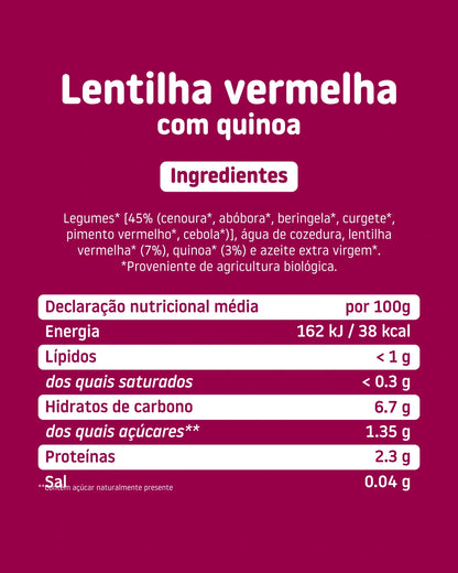 lentilha vermelha com quinoa ingredientes
