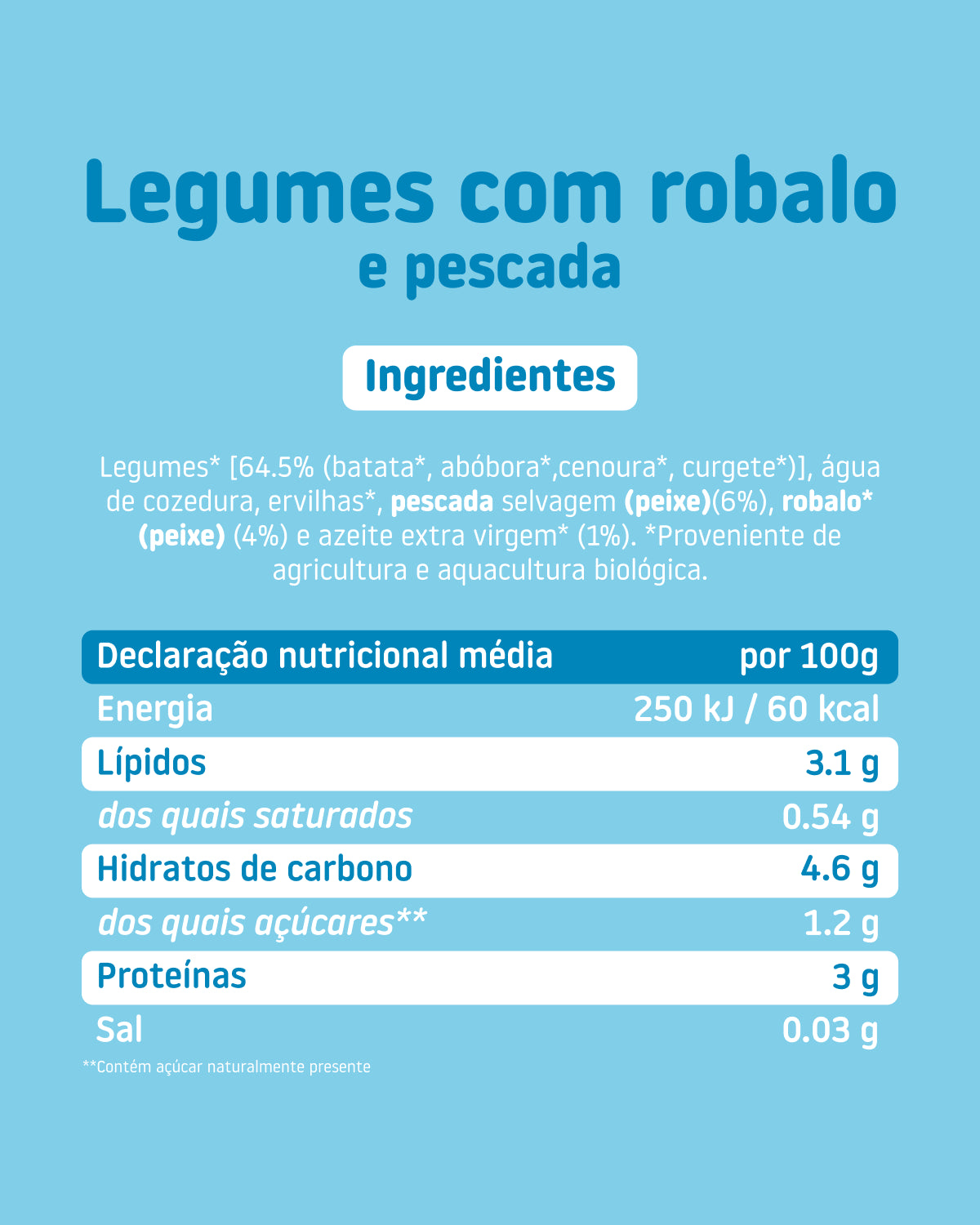 Legumes com robalo e pescada ingredientes