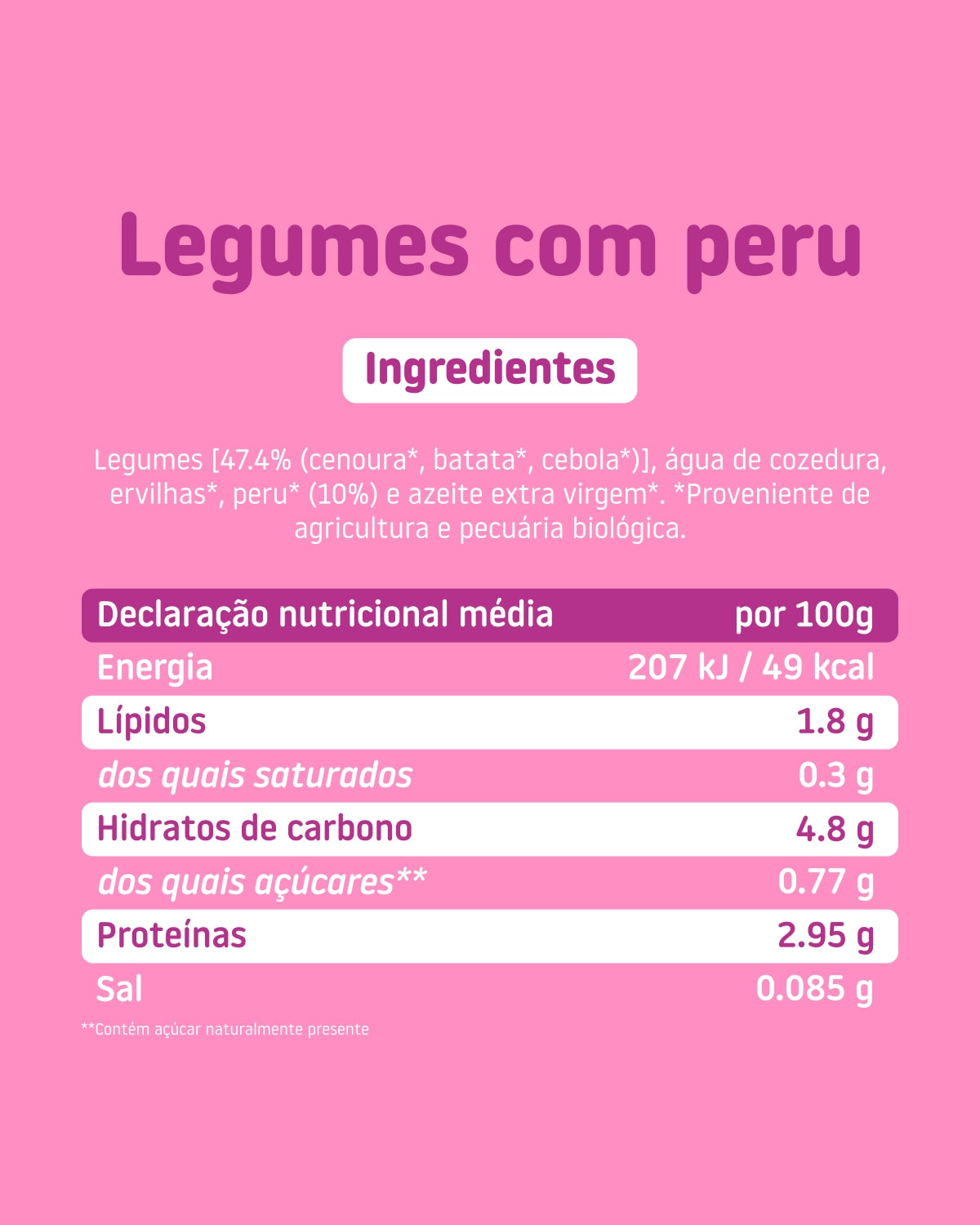 Puré de vários legumes com peru.