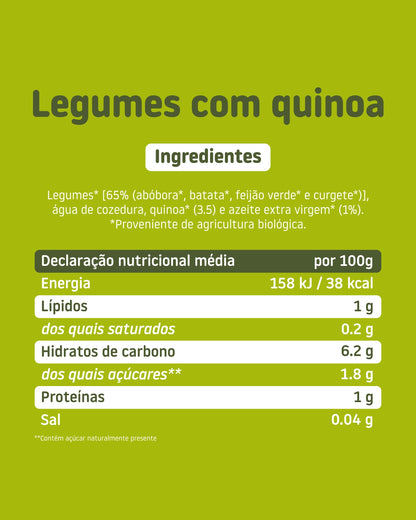 Boião de legumes com quinoa ingredientes